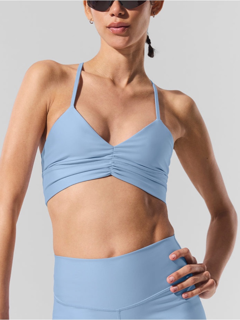 Alo Light Blue Strappy Sports Bra (matching shorts sold) - Picture 3 of 4